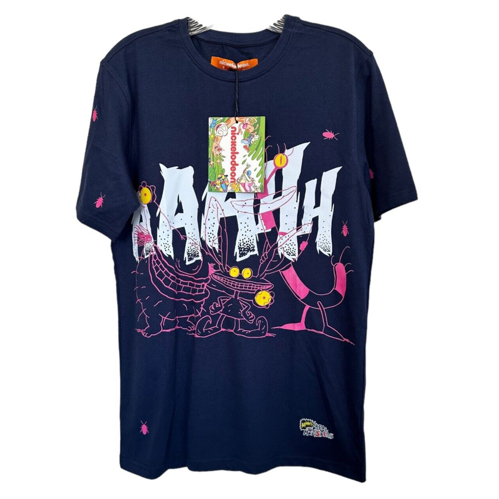 Nickelodeon Men's AAAHH!!! Real Monsters Double Sided Graphic T-Shirt Sz S Navy